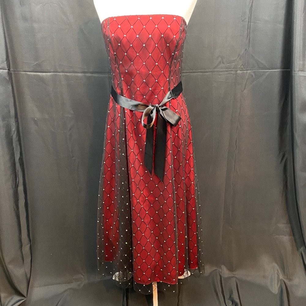 Adrianna Papell Red and Black Gown